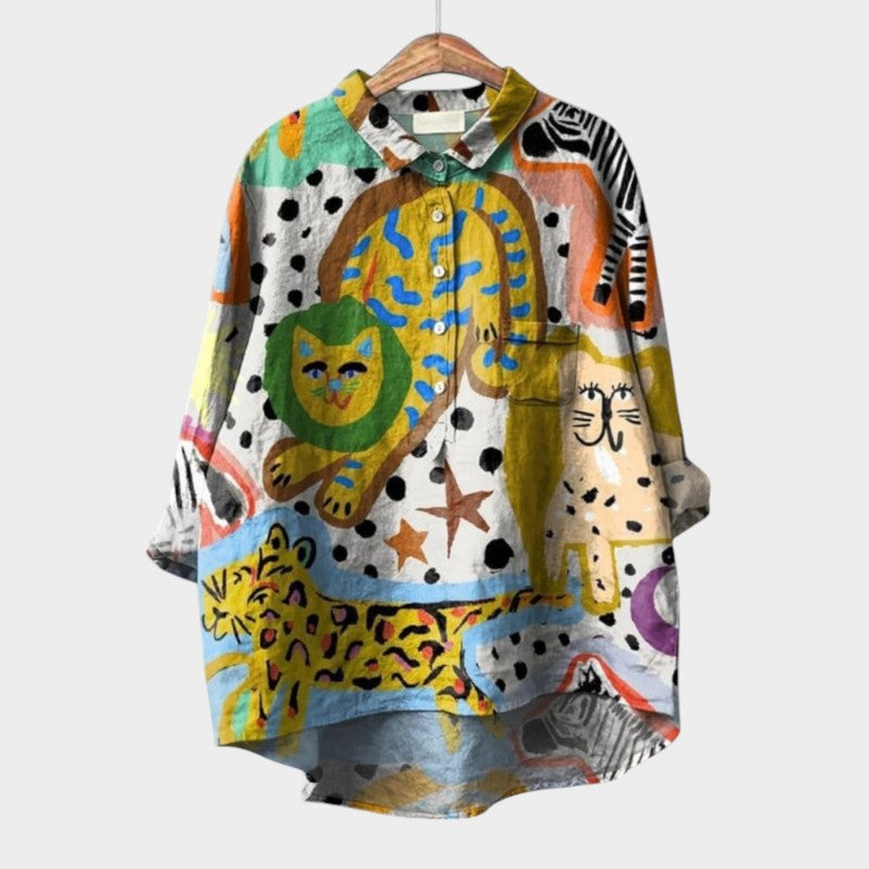 Sydney | Artistic Nature Print Blouse Shirt