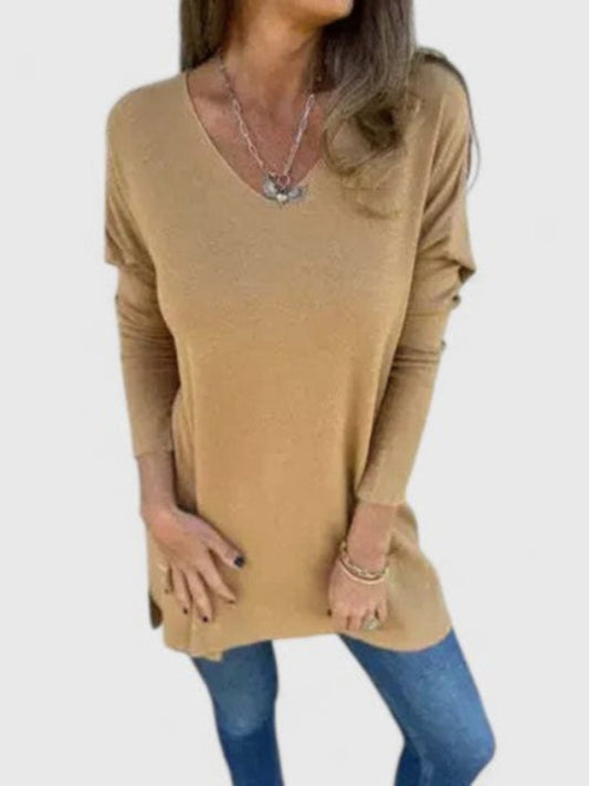 Grace | Oversized V-Neck Long Sleeve Top