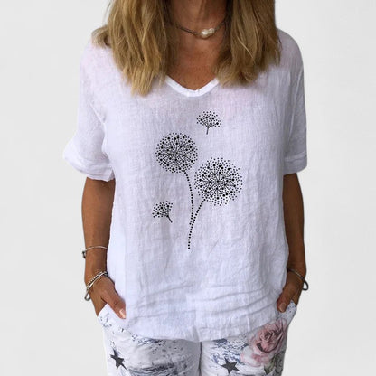 Lily | Flower Print Blouse Shirt With V-Neck