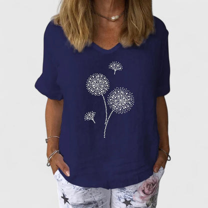 Lily | Flower Print Blouse Shirt With V-Neck
