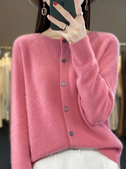 Fiona | Button Front Crew Neck Cardigan