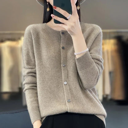 Fiona | Button Front Crew Neck Cardigan