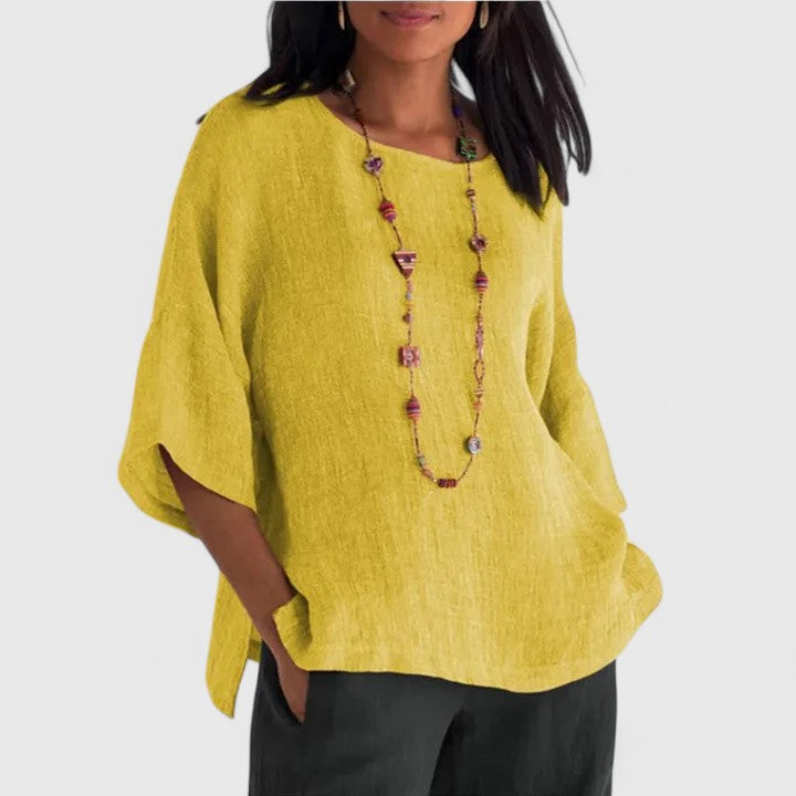 Natalie | Comfortable Flowy Blouse With Crew Neck