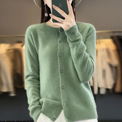 Fiona | Button Front Crew Neck Cardigan