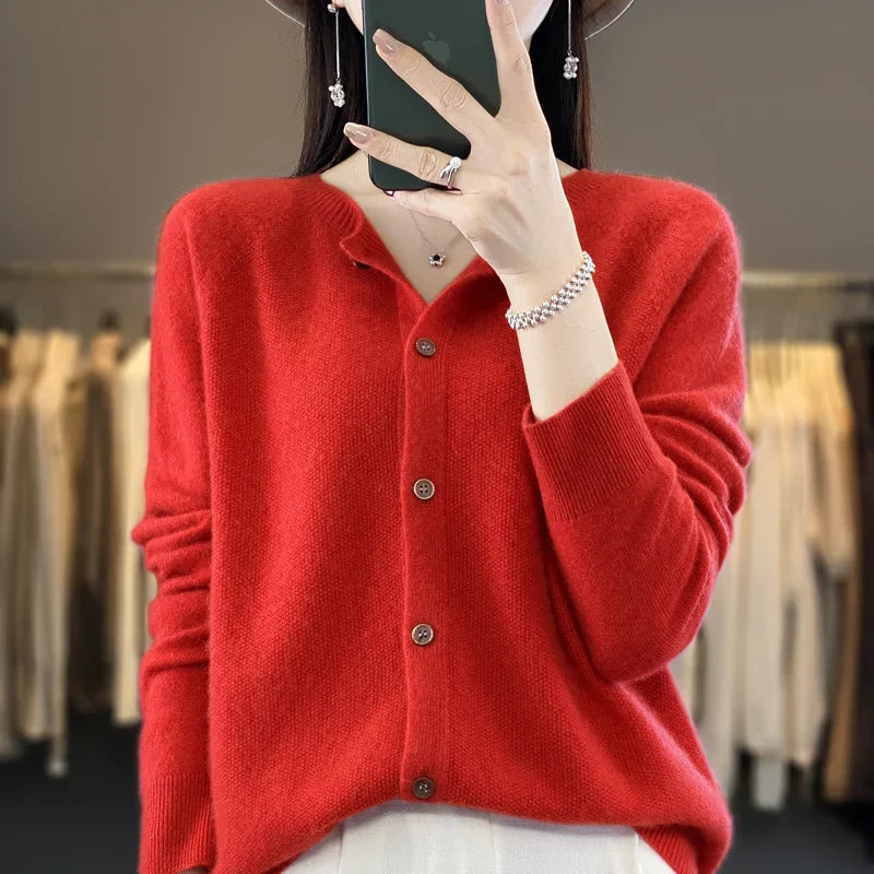 Fiona | Button Front Crew Neck Cardigan