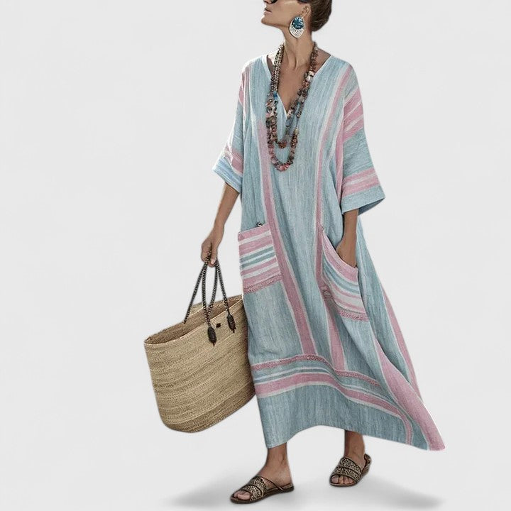 Willow | Oversized Striped Boho Maxi Dress