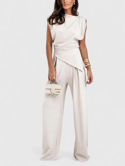 Sharon | Formal Draped Two Piece Pants Set