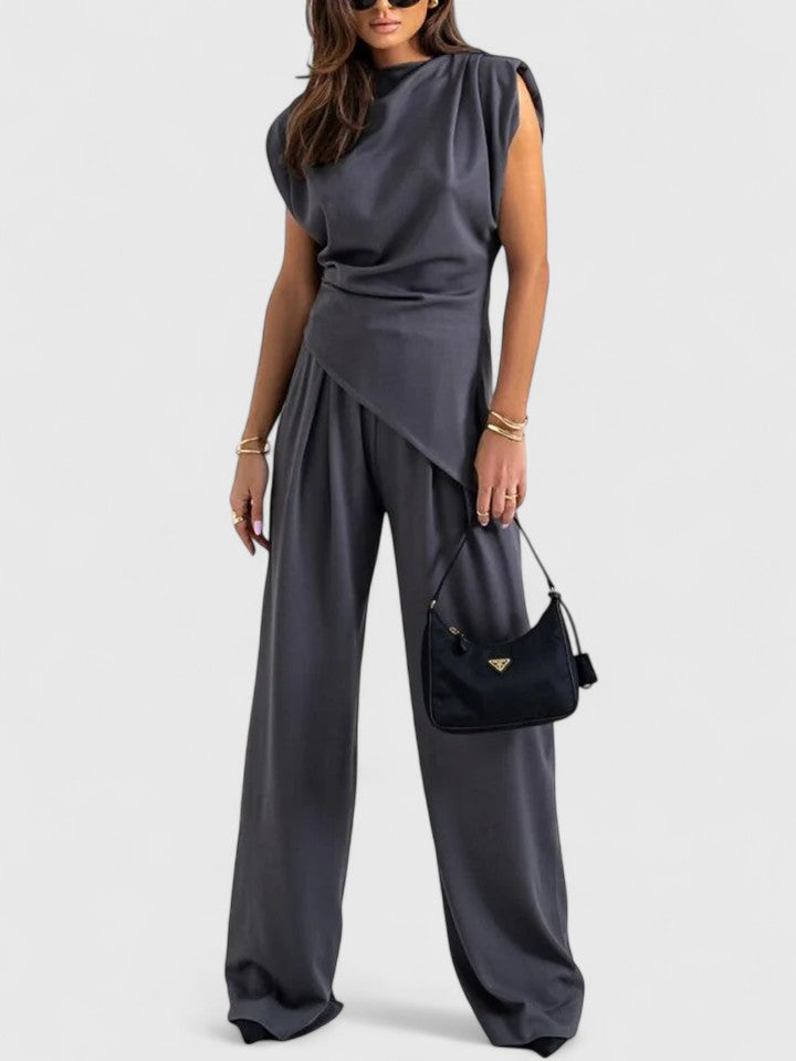 Sharon | Formal Draped Two Piece Pants Set