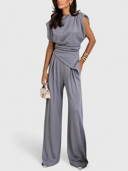 Sharon | Formal Draped Two Piece Pants Set