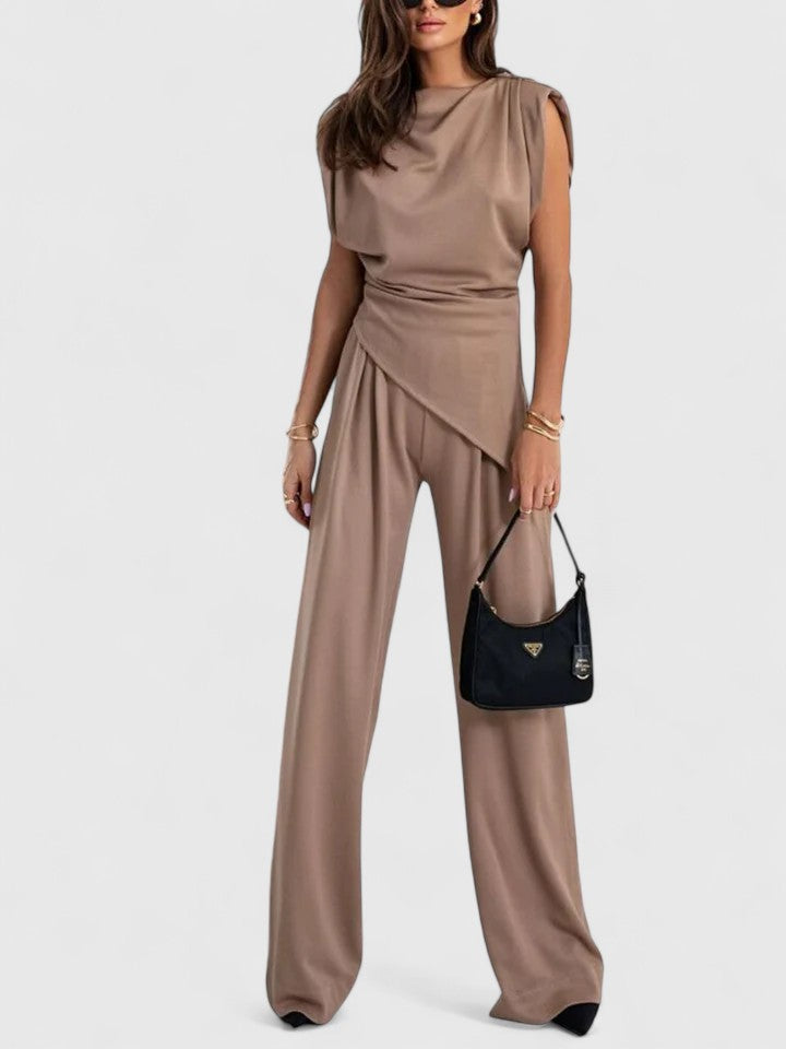 Sharon | Formal Draped Two Piece Pants Set