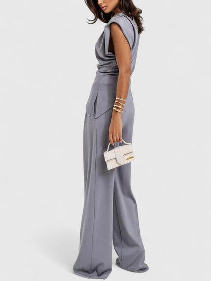Sharon | Formal Draped Two Piece Pants Set