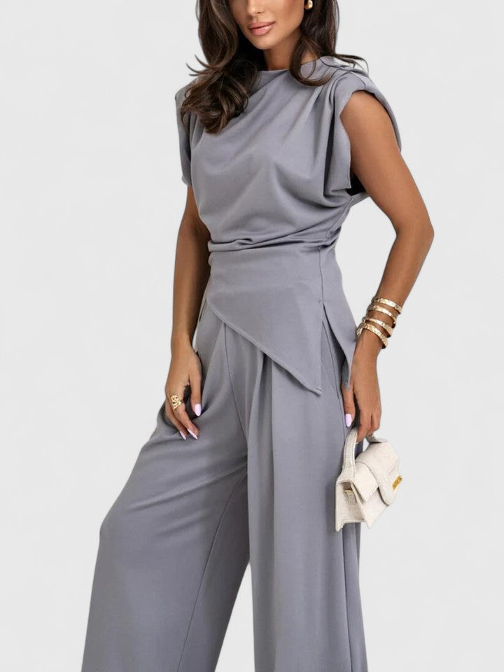 Sharon | Formal Draped Two Piece Pants Set