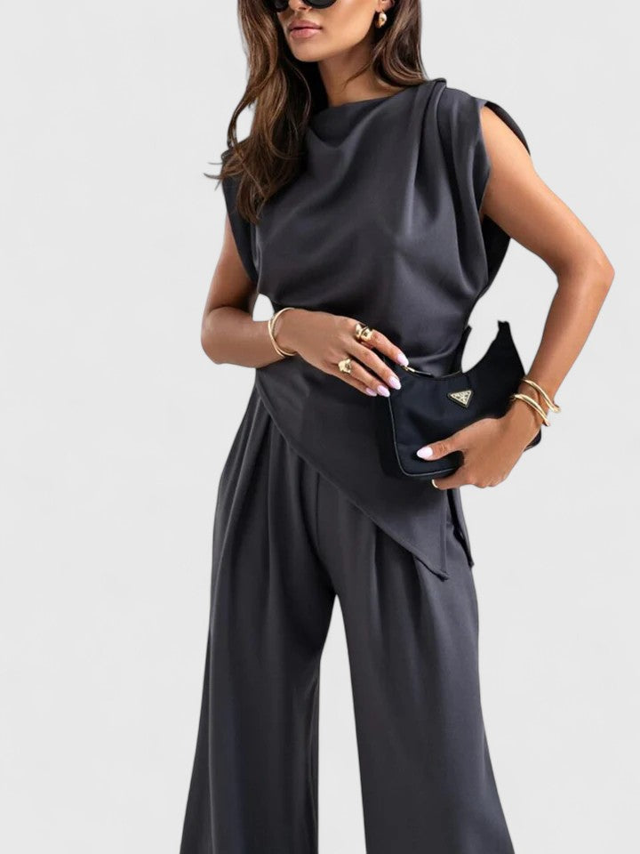 Sharon | Formal Draped Two Piece Pants Set