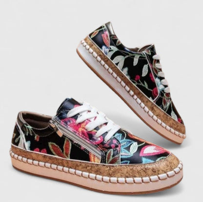 Sienna | Orthopedic Floral Lace-Up Sneakers