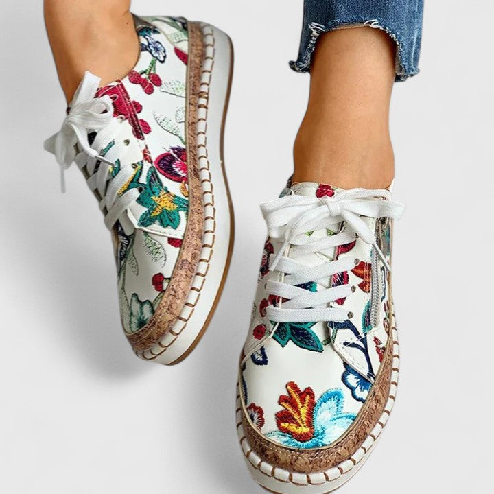 Sienna | Orthopedic Floral Lace-Up Sneakers