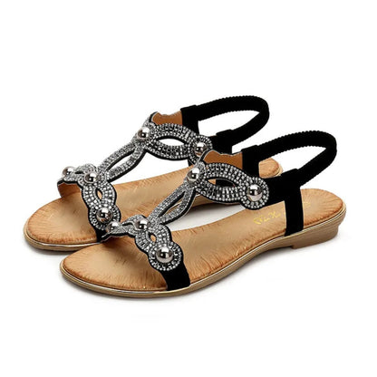 Sienna | Rhinestone Orthopedic Flat Sandals