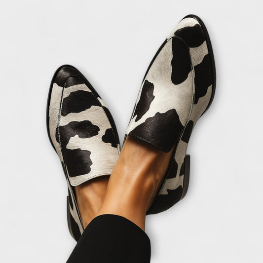 Simone | Orthopedic Cow Print Mule Loafers