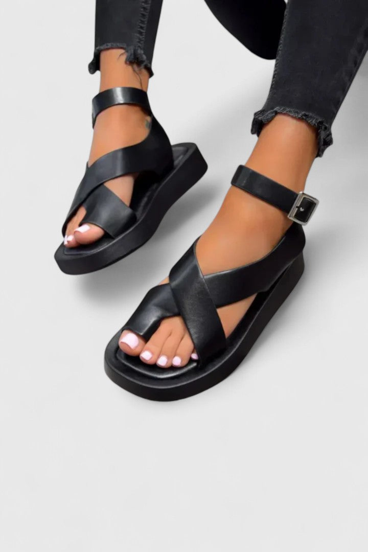 Sloane | Crossover Buckle Flatform Sandals