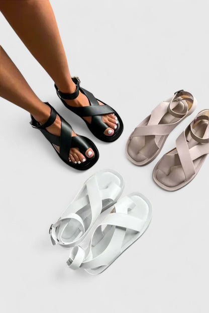 Sloane | Crossover Buckle Flatform Sandals