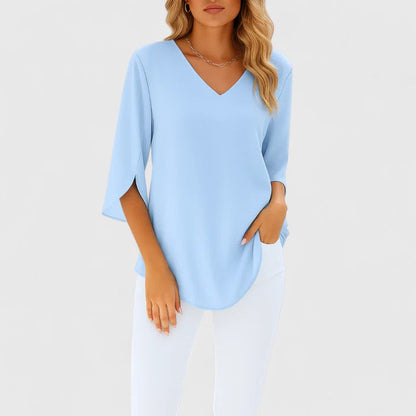 Sophia | Elegant Flowy Blouse With V-Neck