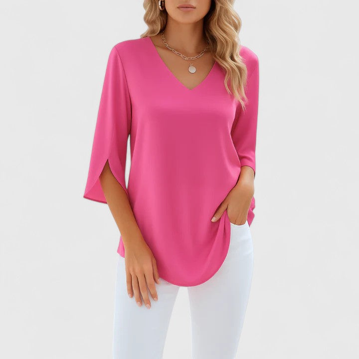 Sophia | Elegant Flowy Blouse With V-Neck