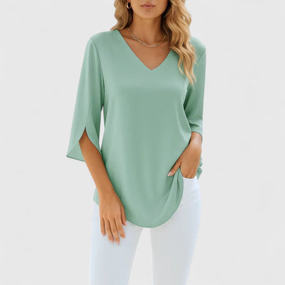 Sophia | Elegant Flowy Blouse With V-Neck
