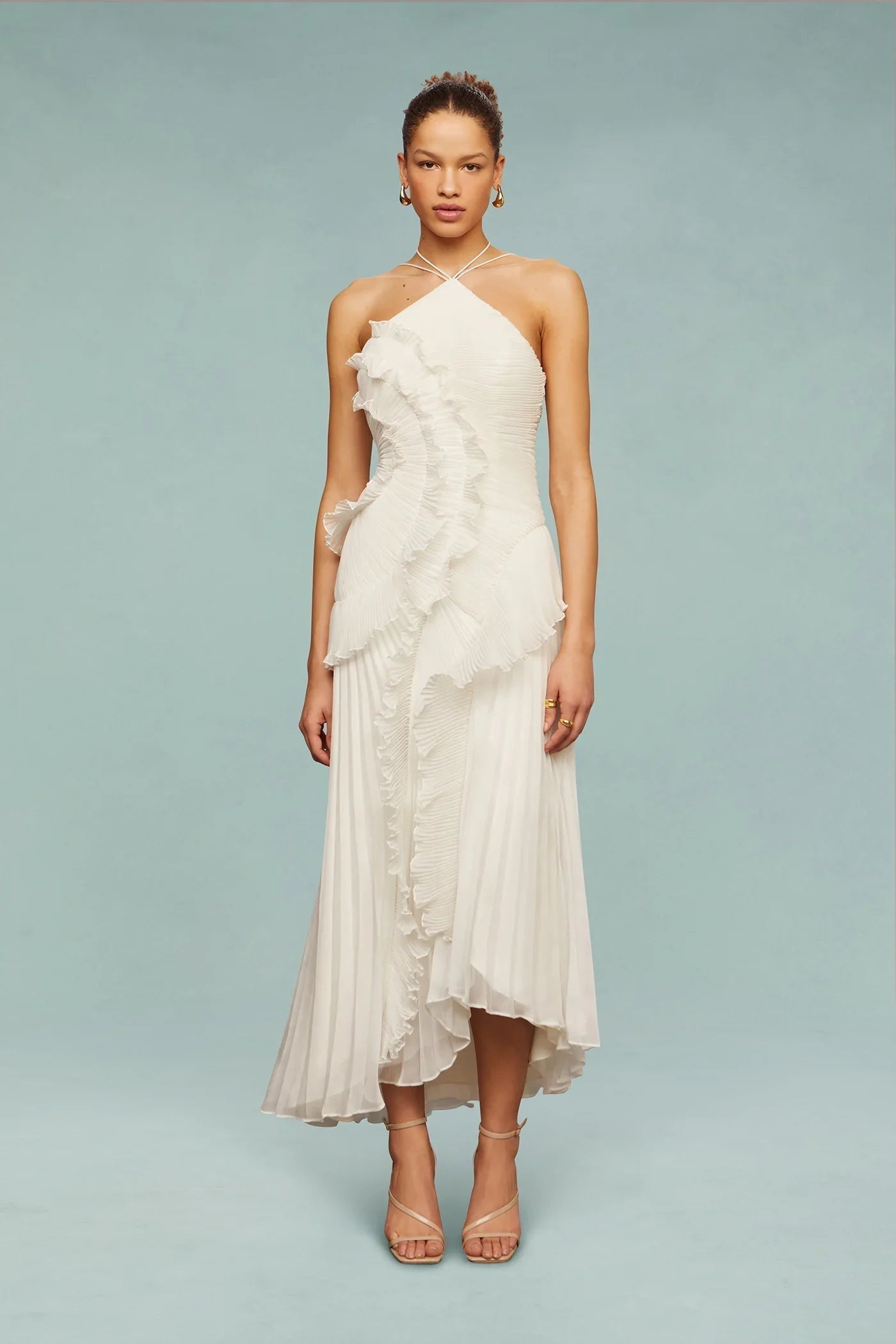 Sophia | Halter Neck Ruffle Maxi Dress