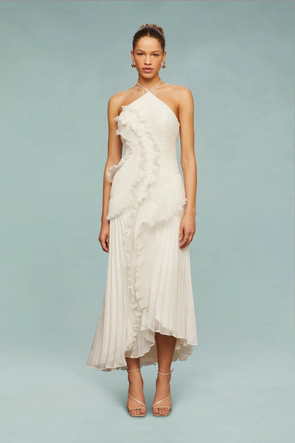 Sophia | Halter Neck Ruffle Maxi Dress