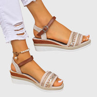 Sophia | Orthopedic Beaded Espadrille Wedge Sandals