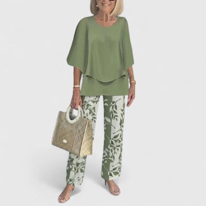 Stella | Floral Print Wide Leg Pants Matching Set