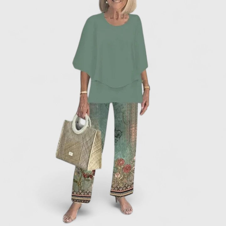 Stella | Floral Print Wide Leg Pants Matching Set