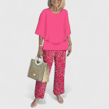 Stella | Floral Print Wide Leg Pants Matching Set