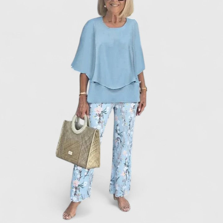Stella | Floral Print Wide Leg Pants Matching Set