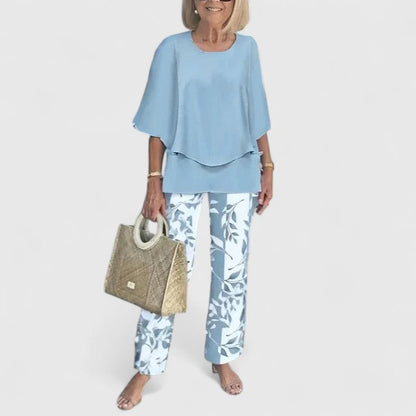 Stella | Floral Print Wide Leg Pants Matching Set