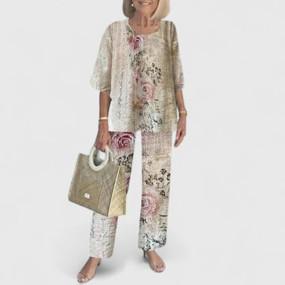 Stella | Floral Print Wide Leg Pants Matching Set