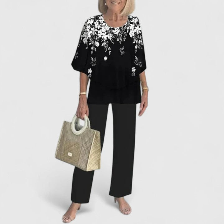 Stella | Floral Print Wide Leg Pants Matching Set