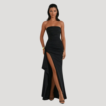 Ariana | Strapless Ruched Maxi Dress for Wedding Guest