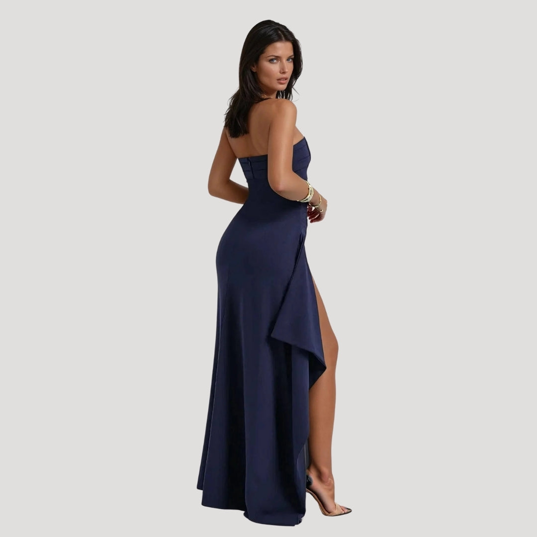 Ariana | Strapless Ruched Maxi Dress for Wedding Guest