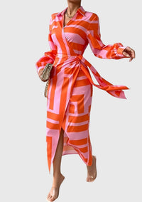 Tiffany | Striped Wrap Midi Dress