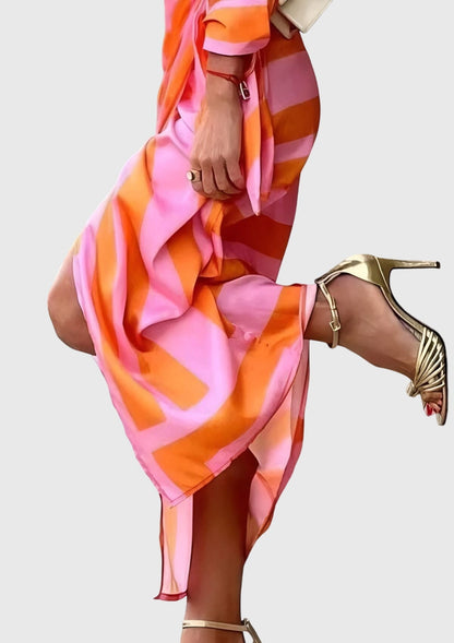 Tiffany | Striped Wrap Midi Dress