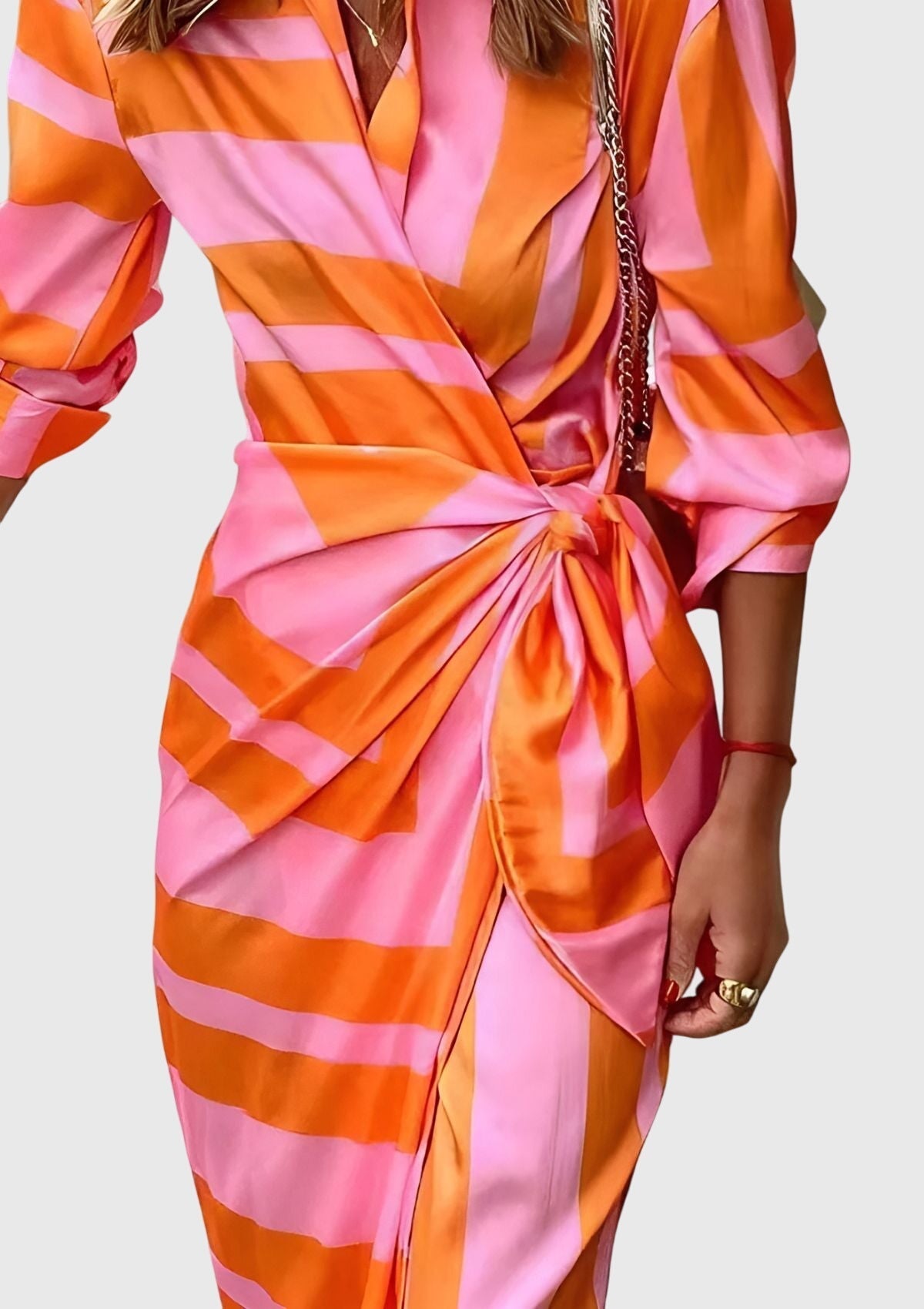 Tiffany | Striped Wrap Midi Dress