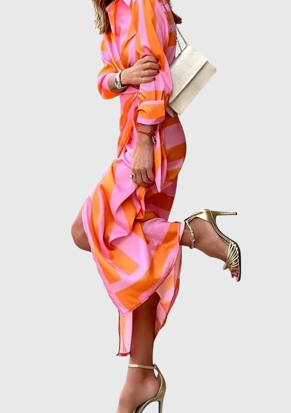 Tiffany | Striped Wrap Midi Dress