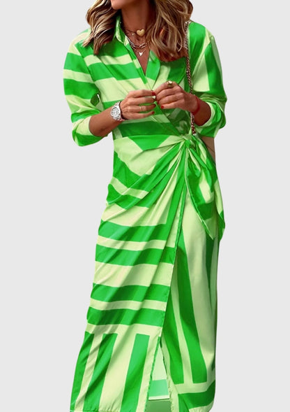 Tiffany | Striped Wrap Midi Dress