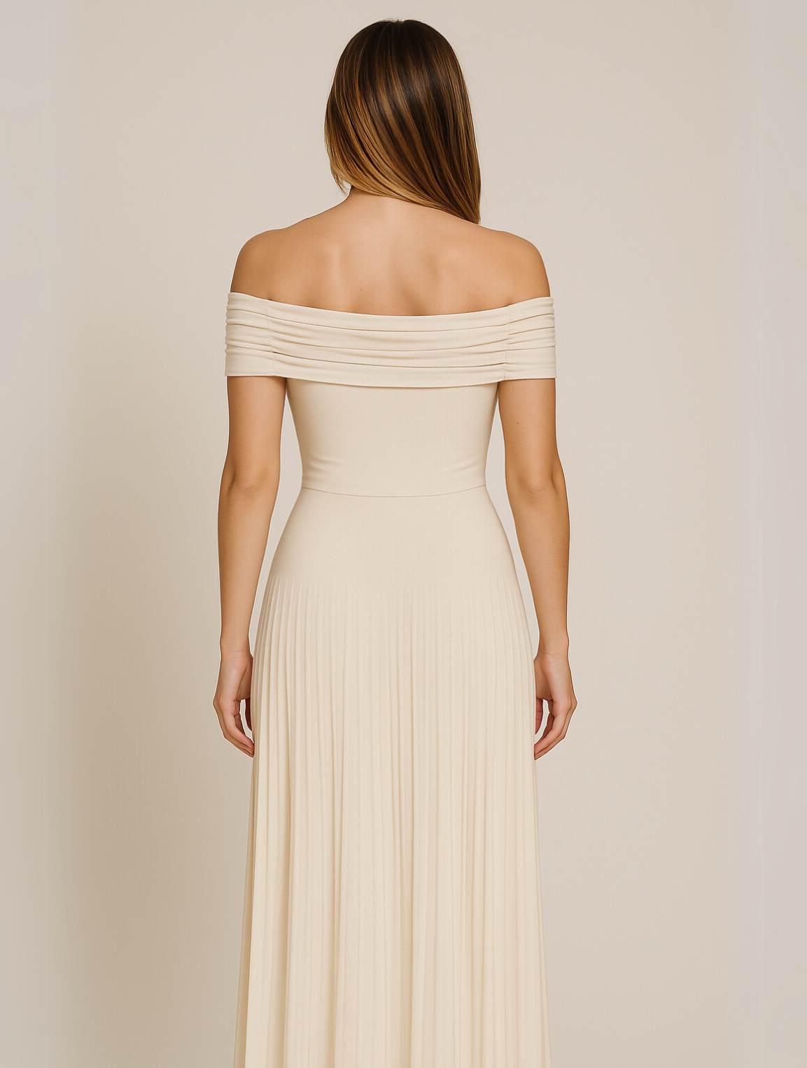 Naomi | Off Shoulder Pleated Maxi Wedding Guest Dress