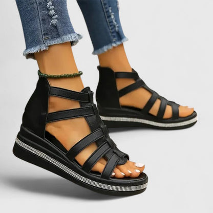 Vera | Orthopedic Gladiator Rhinestone Wedge Sandals