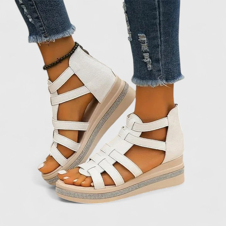 Vera | Orthopedic Gladiator Rhinestone Wedge Sandals