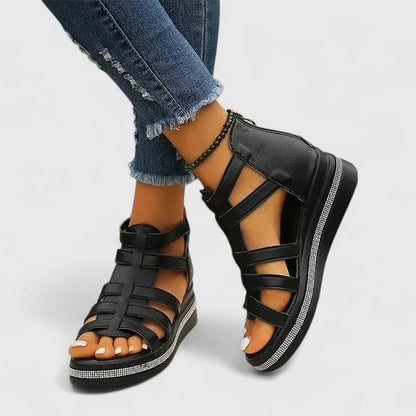 Vera | Orthopedic Gladiator Rhinestone Wedge Sandals
