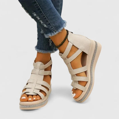 Vera | Orthopedic Gladiator Rhinestone Wedge Sandals