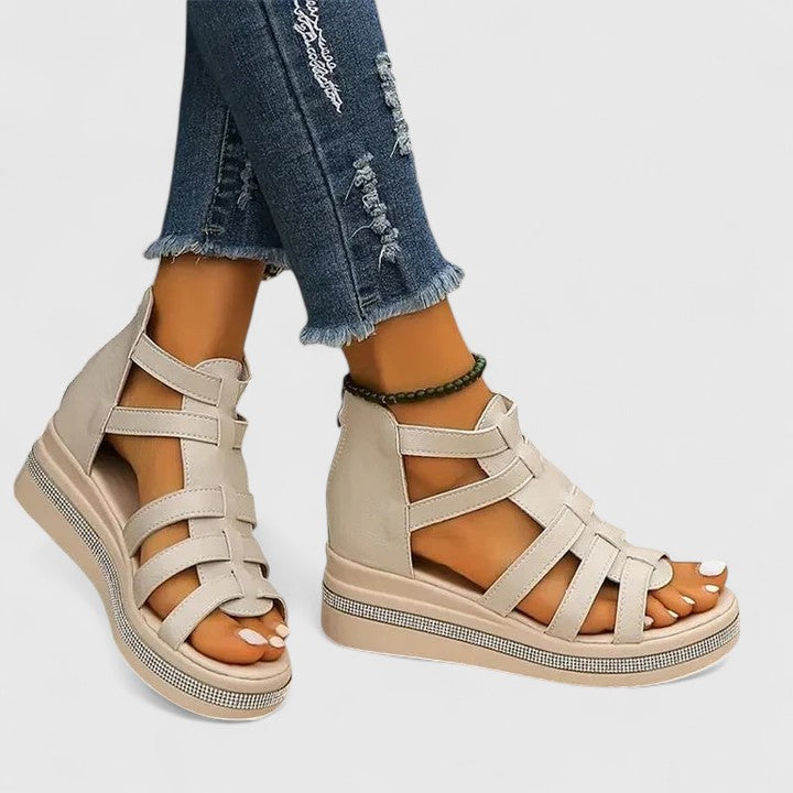Vera | Orthopedic Gladiator Rhinestone Wedge Sandals