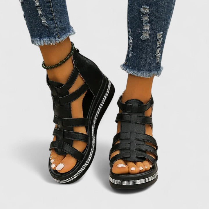 Vera | Orthopedic Gladiator Rhinestone Wedge Sandals